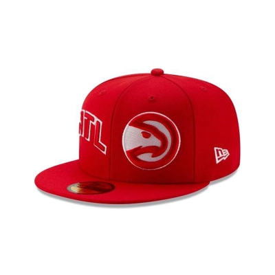 Red Atlanta Hawks Hat - New Era NBA Double Hit 59FIFTY Fitted Caps USA7842031